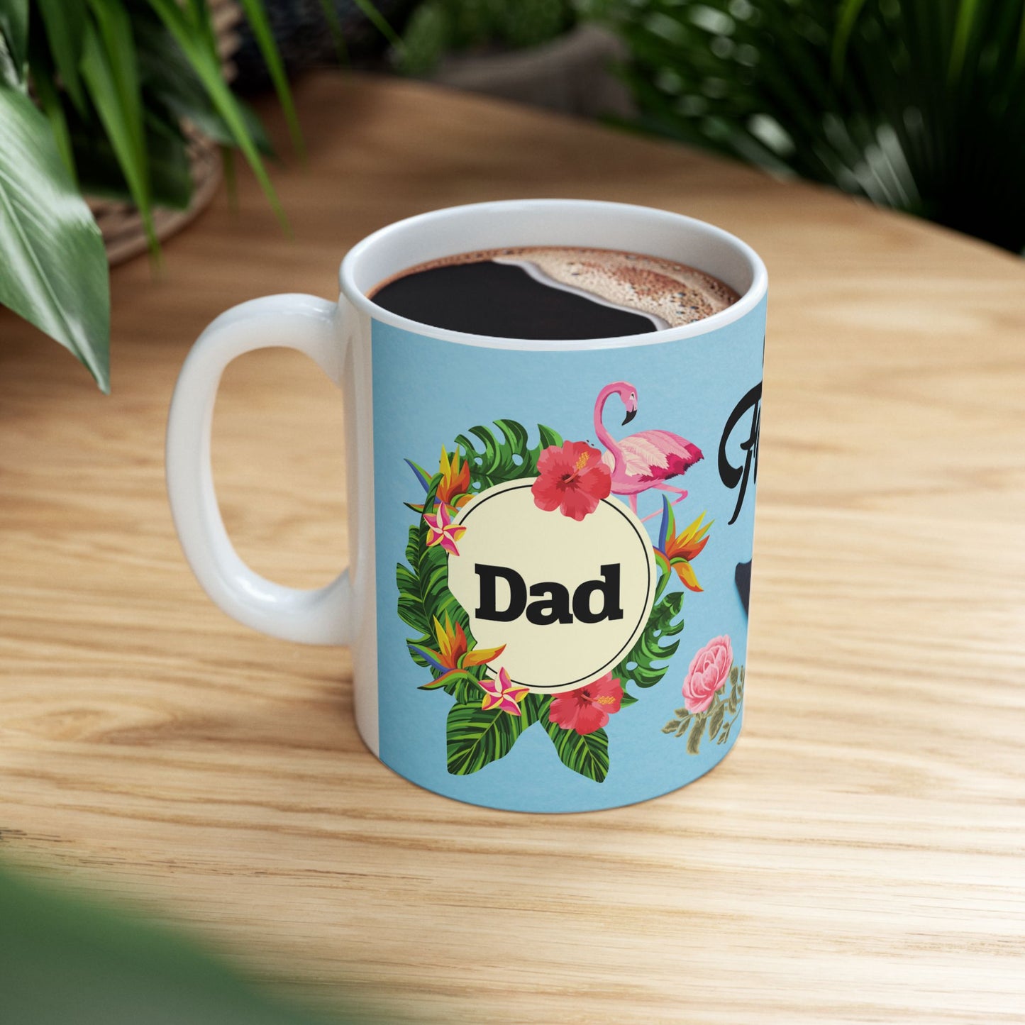 Happy Father's Day Ceramic Mug - Unique Floral Design for Dad