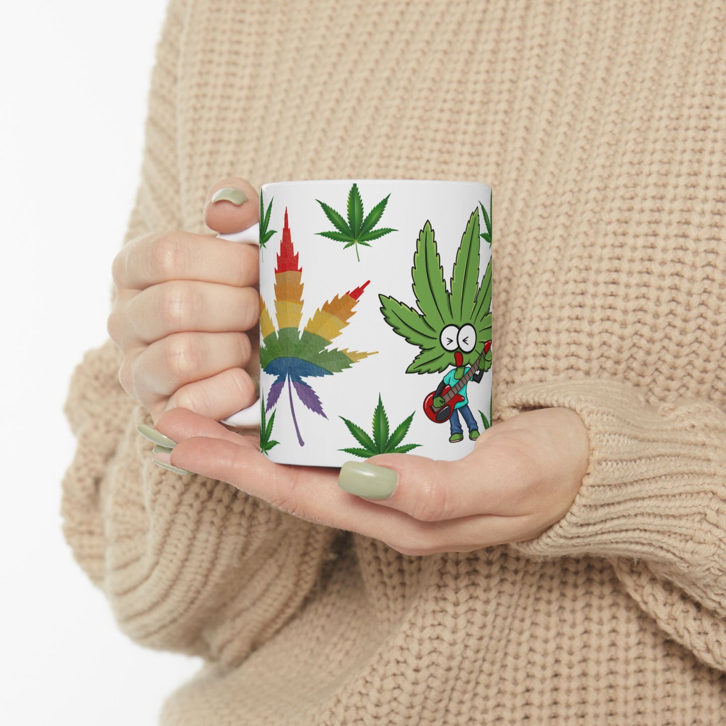 Funny Cannabis Leaf Mug - Music & Chill Vibes - 11oz