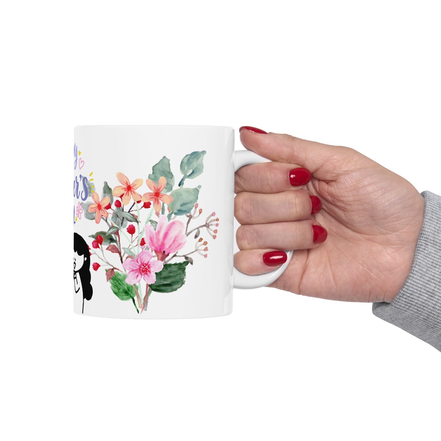 Happy Mother's Day Ceramic Mug - Floral Design, Perfect Gift for Mom