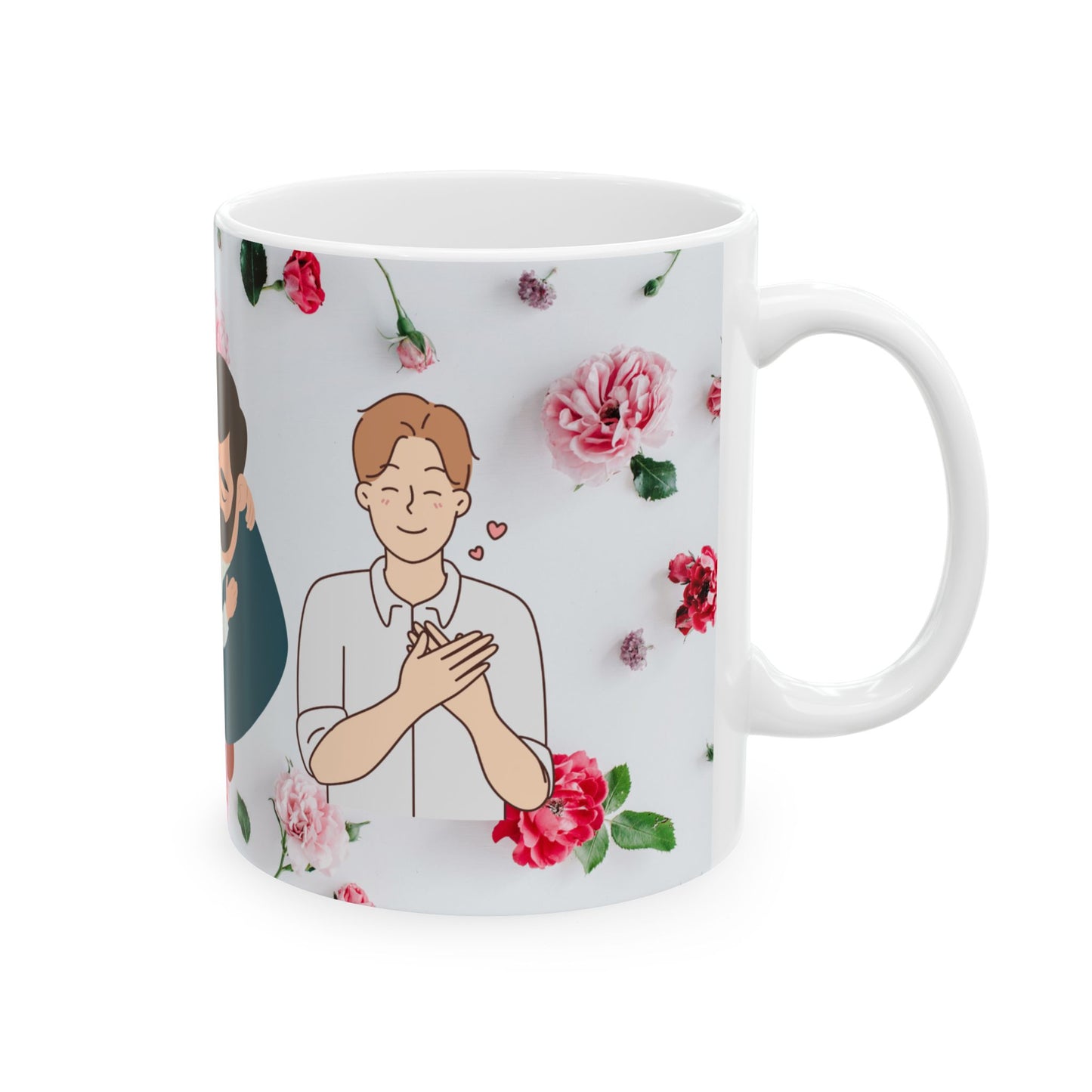 Happy Father's Day Ceramic Mug, Personalized Gift, Dad Coffee Cup, Floral Design