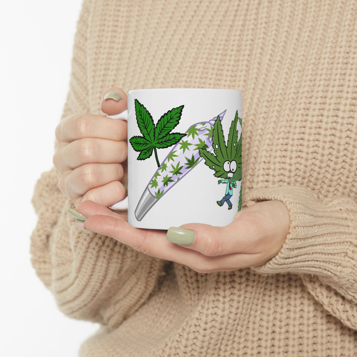 Funny Cannabis Leaf Ceramic Mug - 11oz Perfect Gift for Stoners