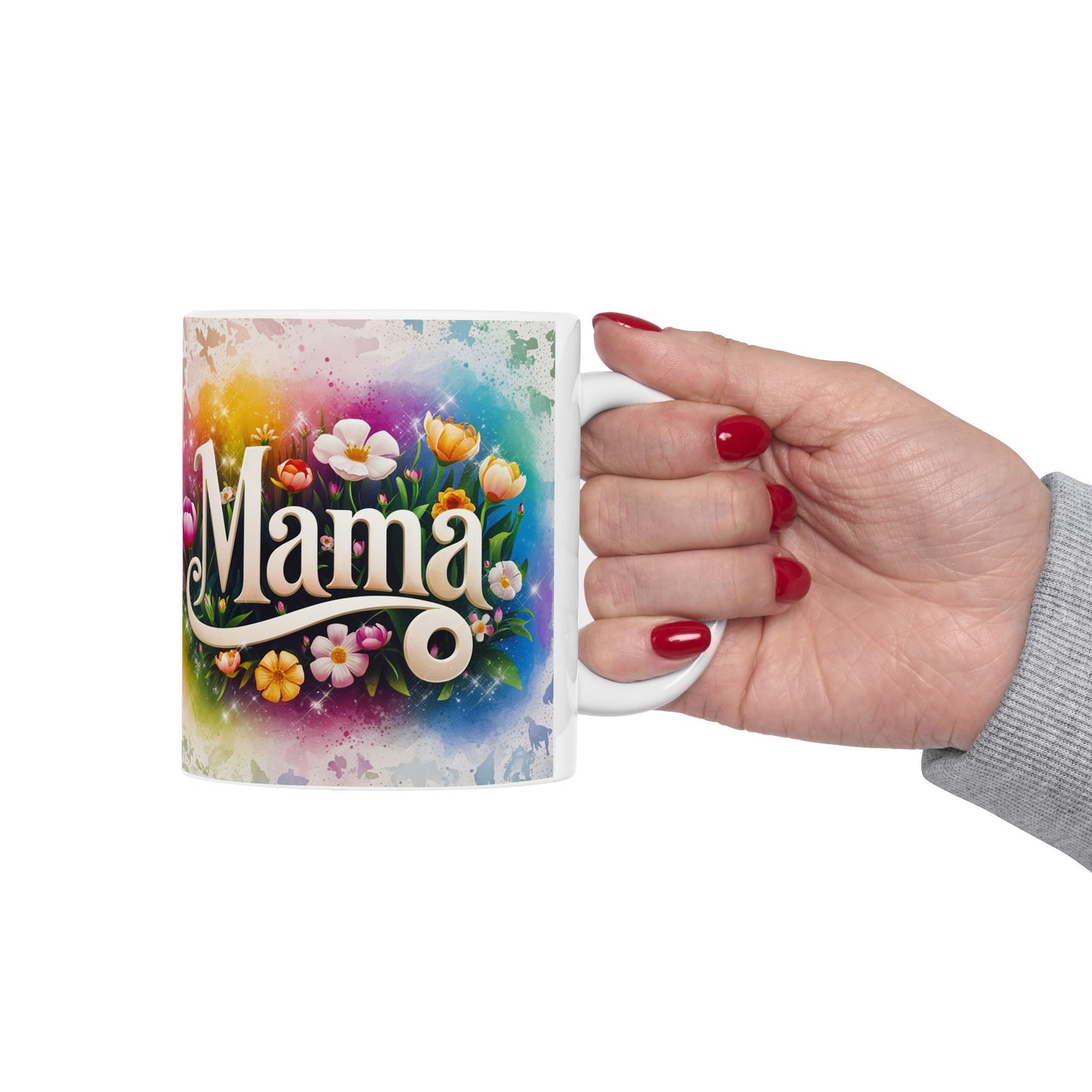 Floral 'Mama' Ceramic Mug - Colorful Garden Design for Moms