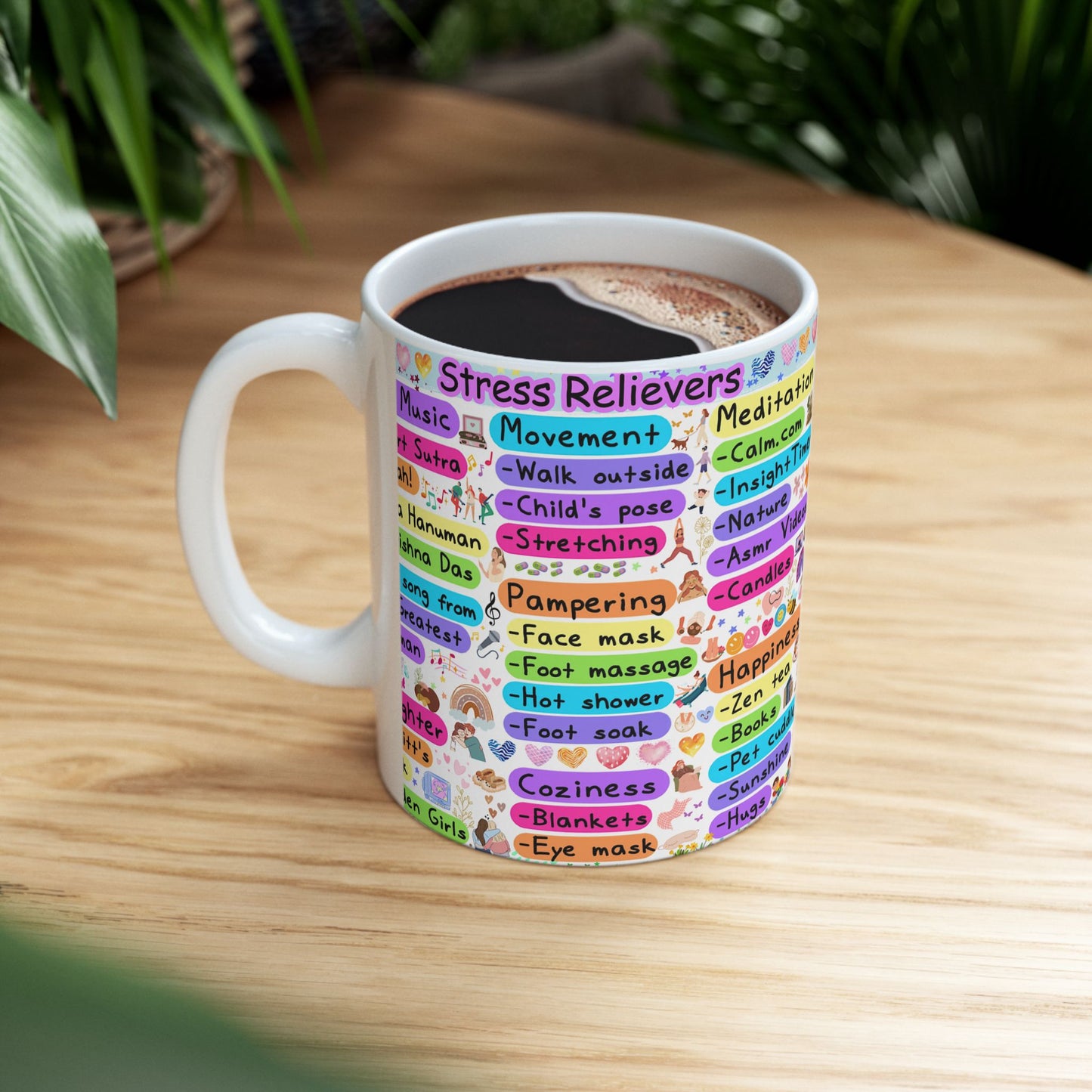 Colorful Ceramic Mug - Uplifting Affirmations & Favorites for Self-Care
