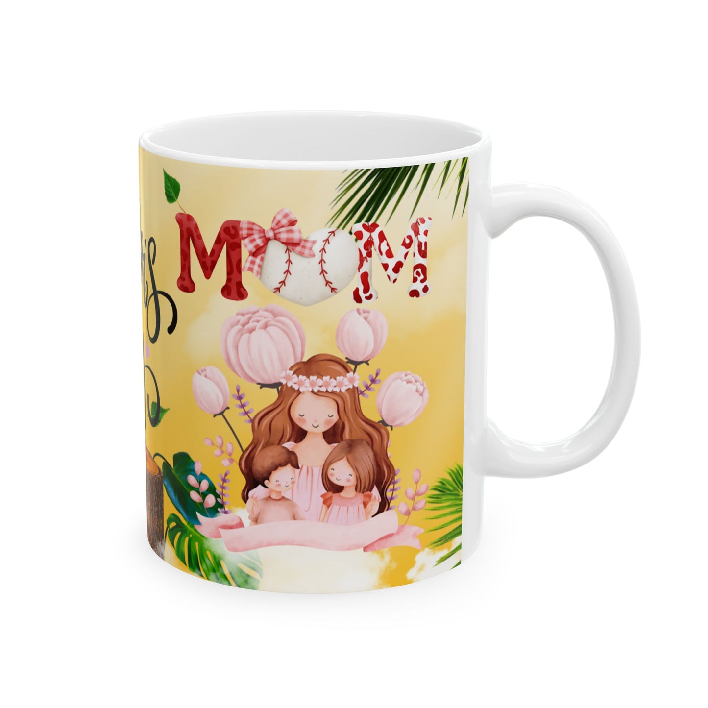 Happy Mother's Day Ceramic Mug - Tropical Floral Design - Perfect Gift for Moms