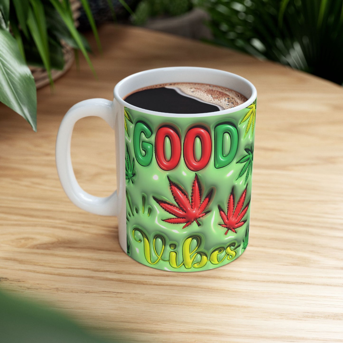 Good Vibes Ceramic Mug - 11oz Perfect for Cannabis Enthusiasts
