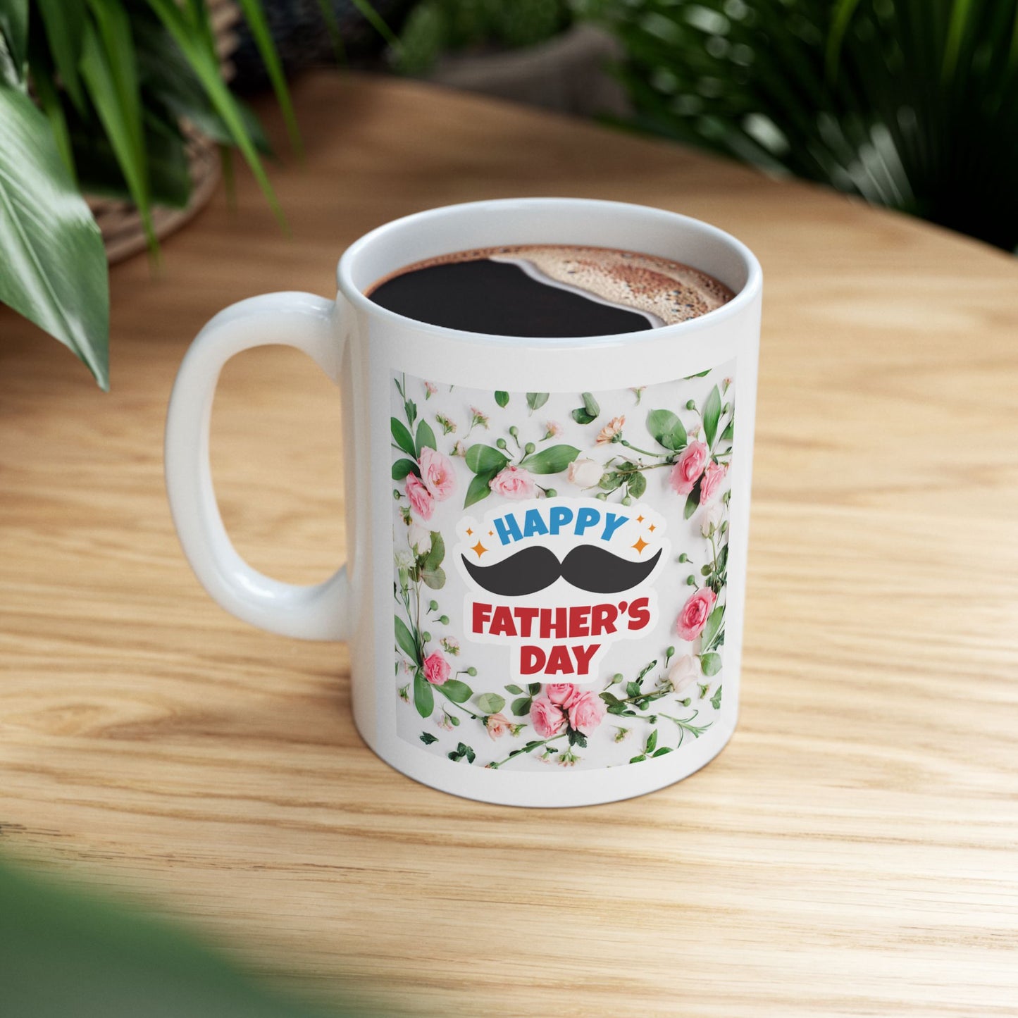 Floral Father's Day Ceramic Mug - Perfect Gift for Dad