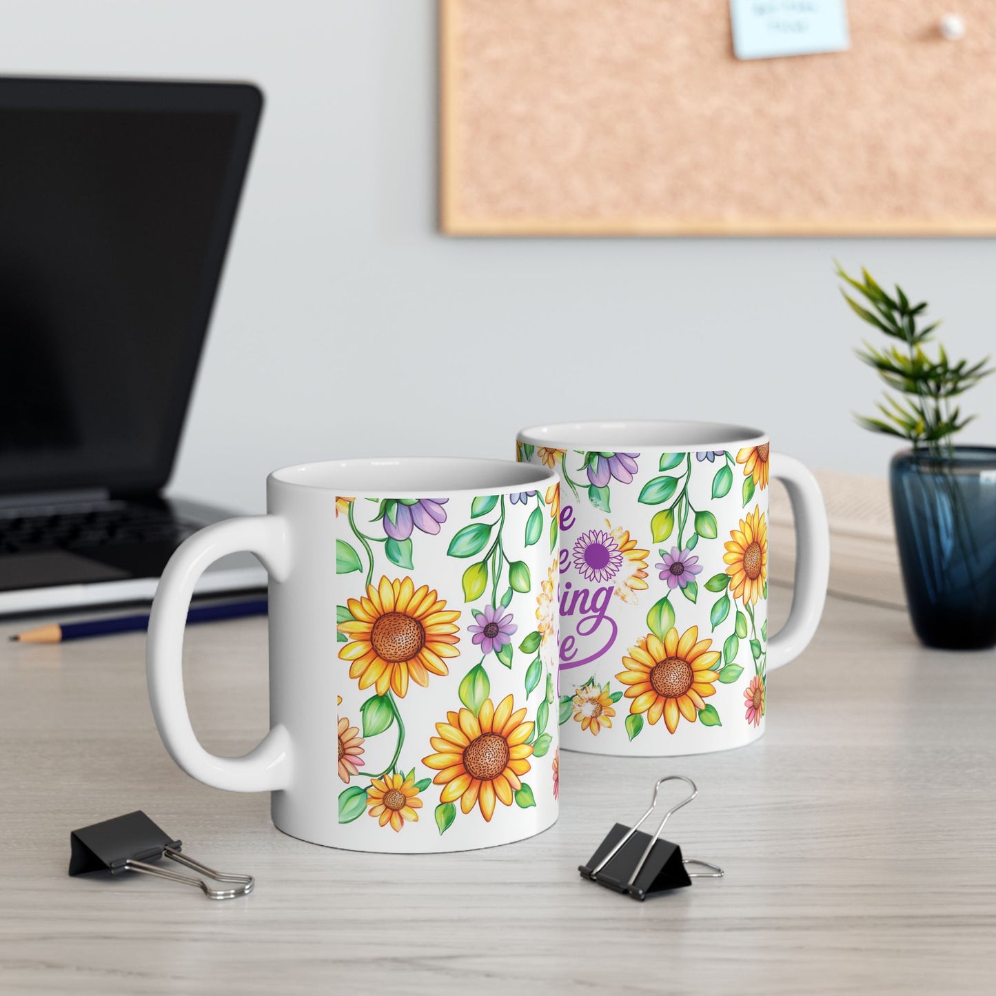 Floral Serenity Mug - "Everything is Fine" Coffee Cup
