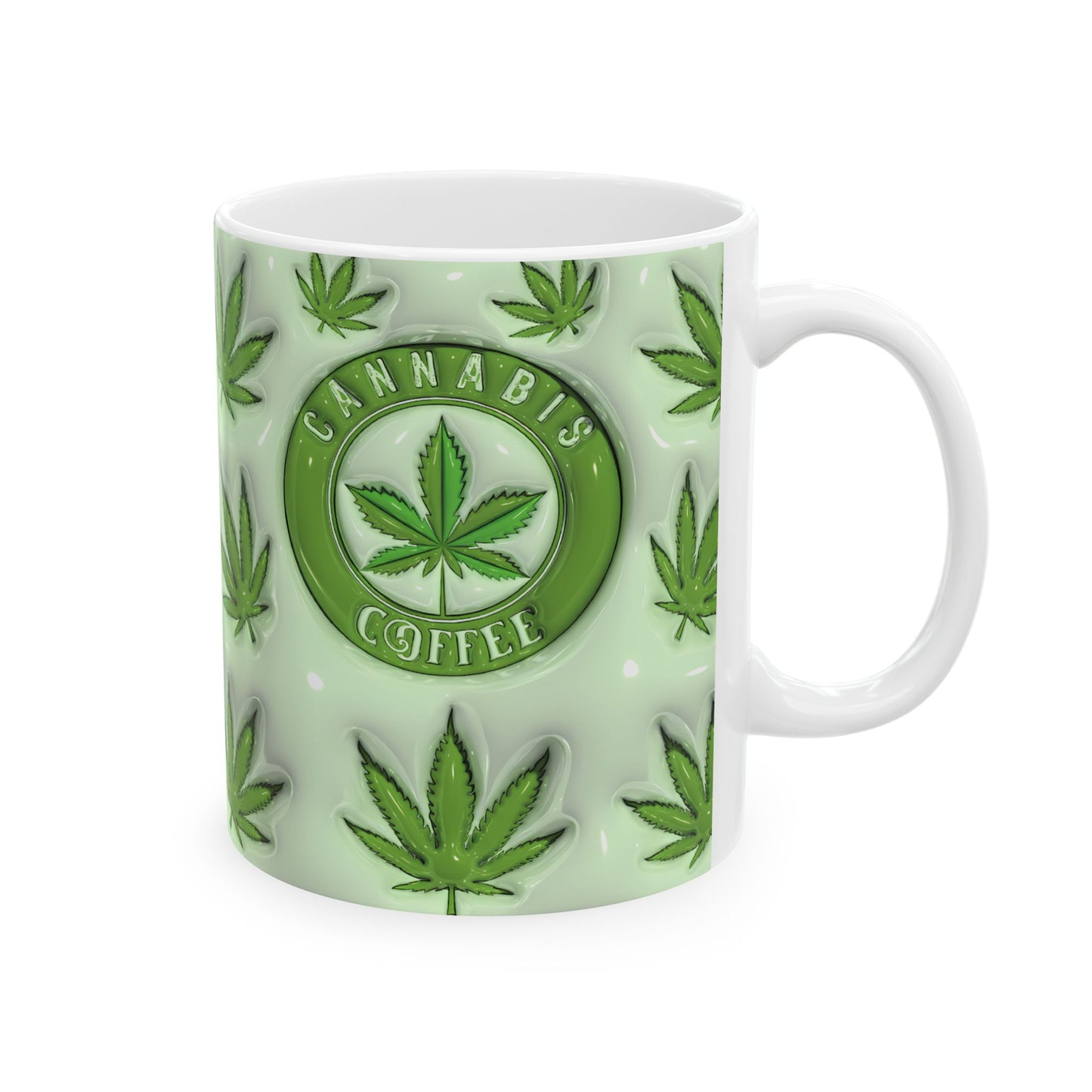 Cannabis Leaf Ceramic Mug - Perfect for Coffee Lovers, Stoner Gifts, Unique Kitchen Decor, and Greenery Enthusiasts