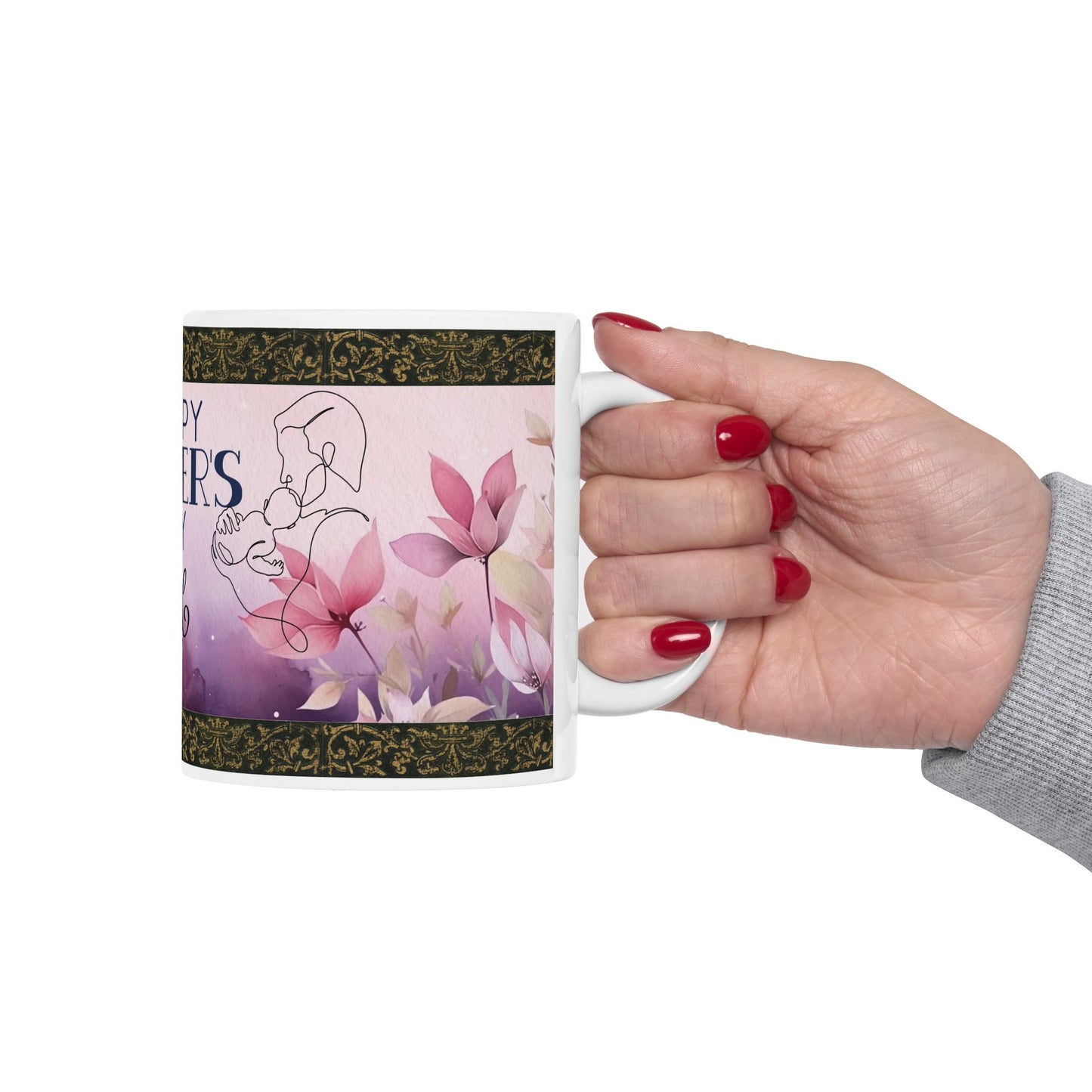 Happy Father's Day Ceramic Mug - Gift for Dad with Floral Design