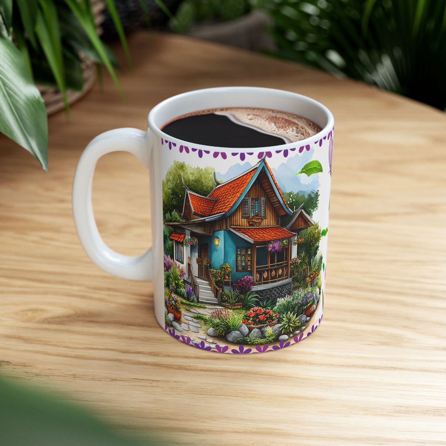Whimsical Garden Ceramic Mug - 11oz Perfect for Nature Lovers