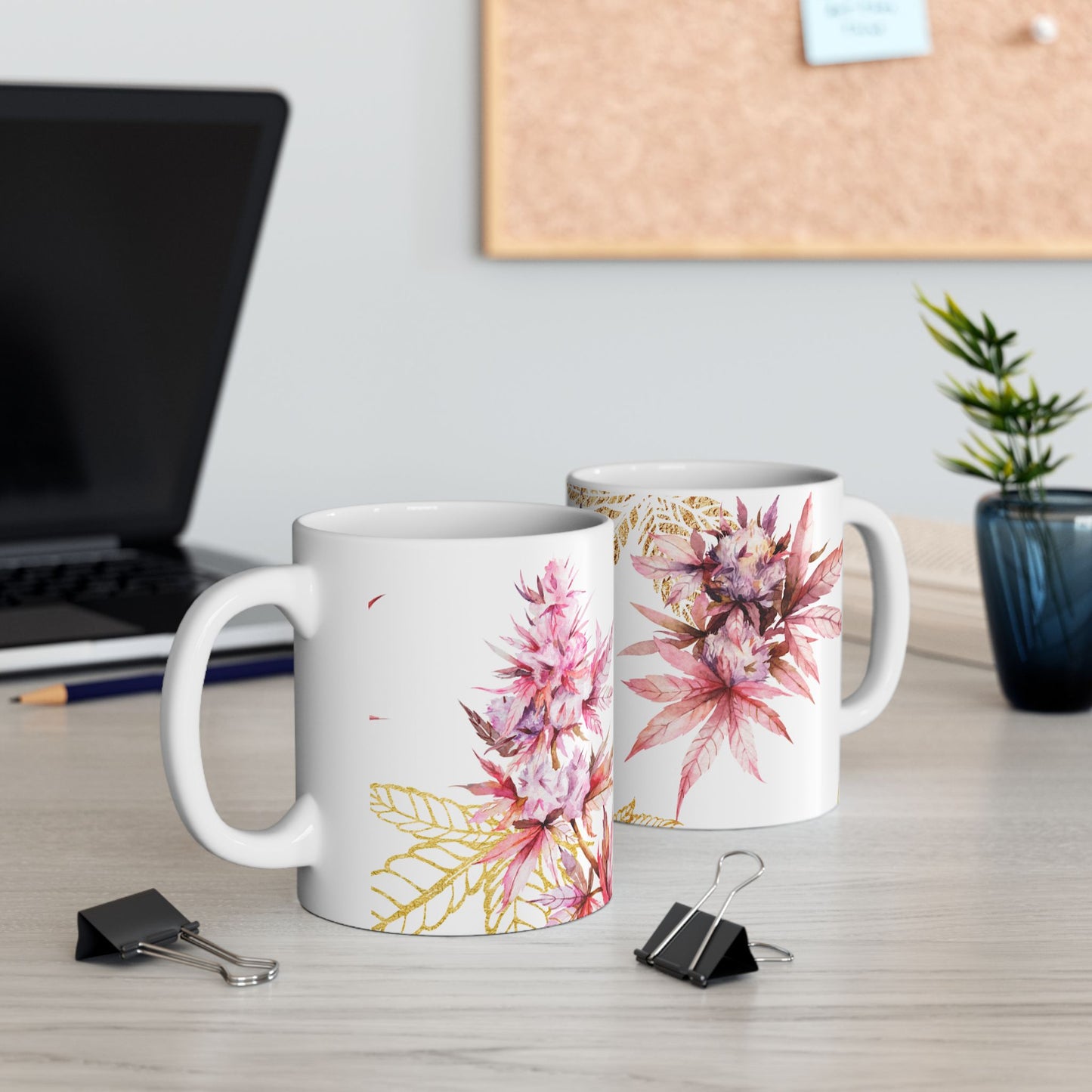 Elegant Floral Ceramic Mug - 11oz