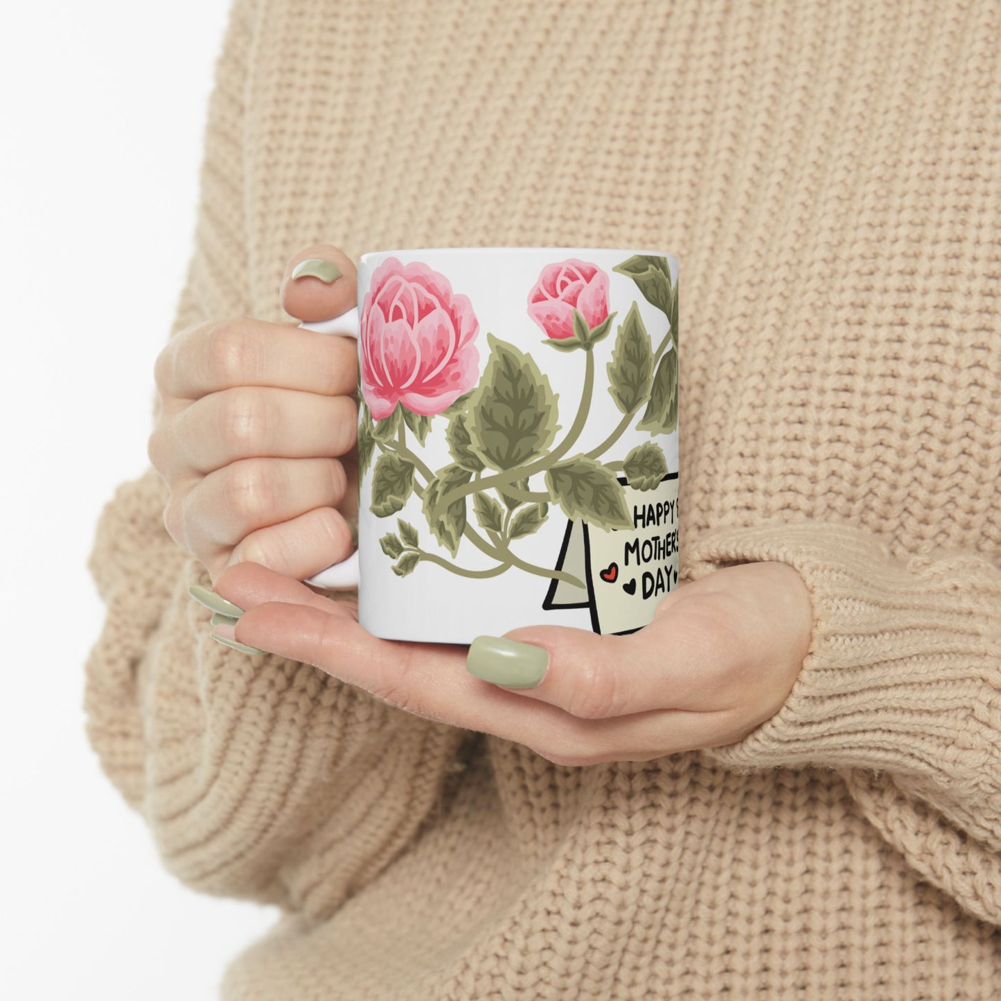 Happy Mother's Day Floral Ceramic Mug - Perfect Gift for Mom