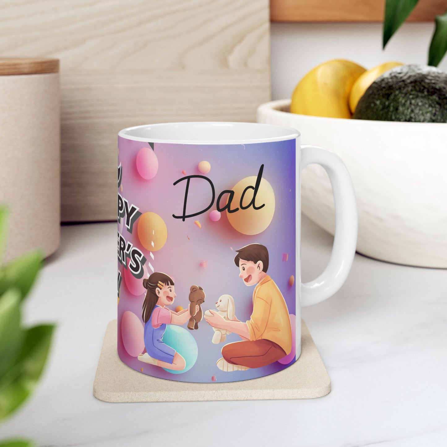 Happy Father's Day Ceramic Mug - Cute Design for Dad