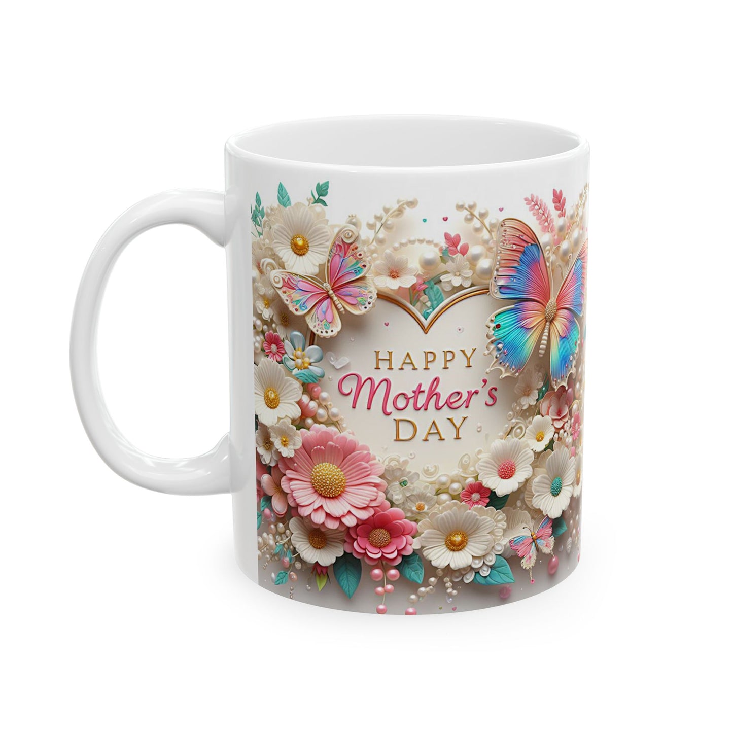 Whimsical Floral Butterfly Ceramic Mug – Perfect for Springtime Sips