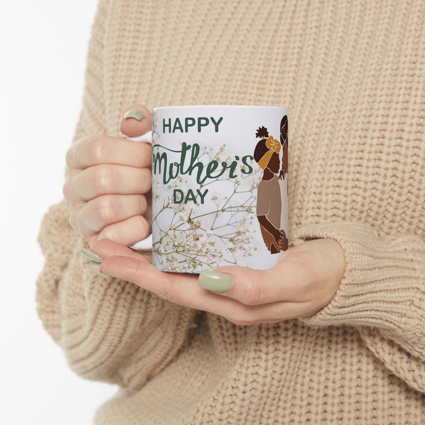 Happy Mother's Day Ceramic Mug - Floral Design for Mom