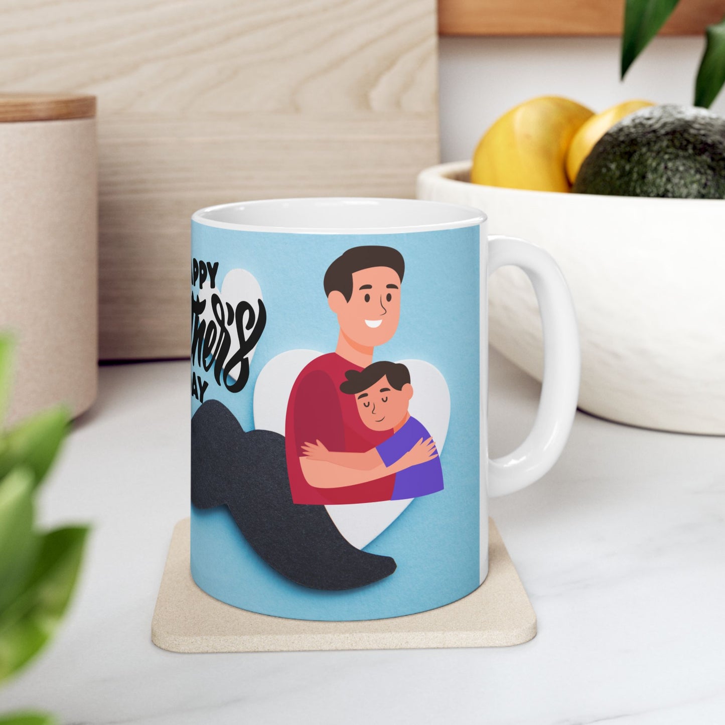 Happy Father's Day Ceramic Mug - Unique Floral Design for Dad