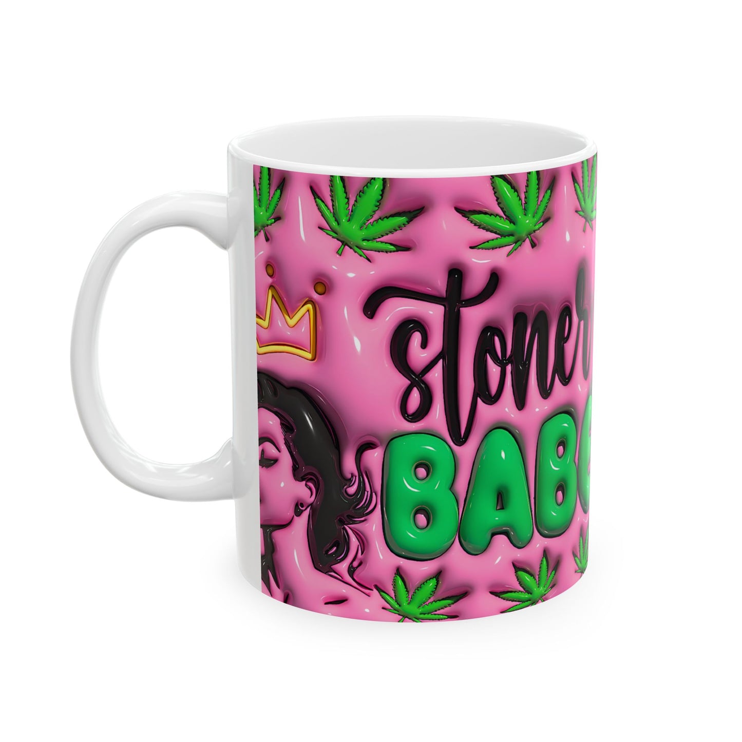 Stylish Cannabis Mug | Stoner Babe Ceramic Cup | Gift for Smokers, Pink Coffee Mug | Fun Stoner Gift, 420 Themed Drinkware