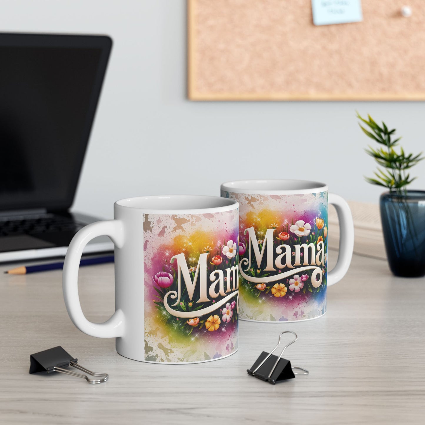 Floral 'Mama' Ceramic Mug - Colorful Garden Design for Moms