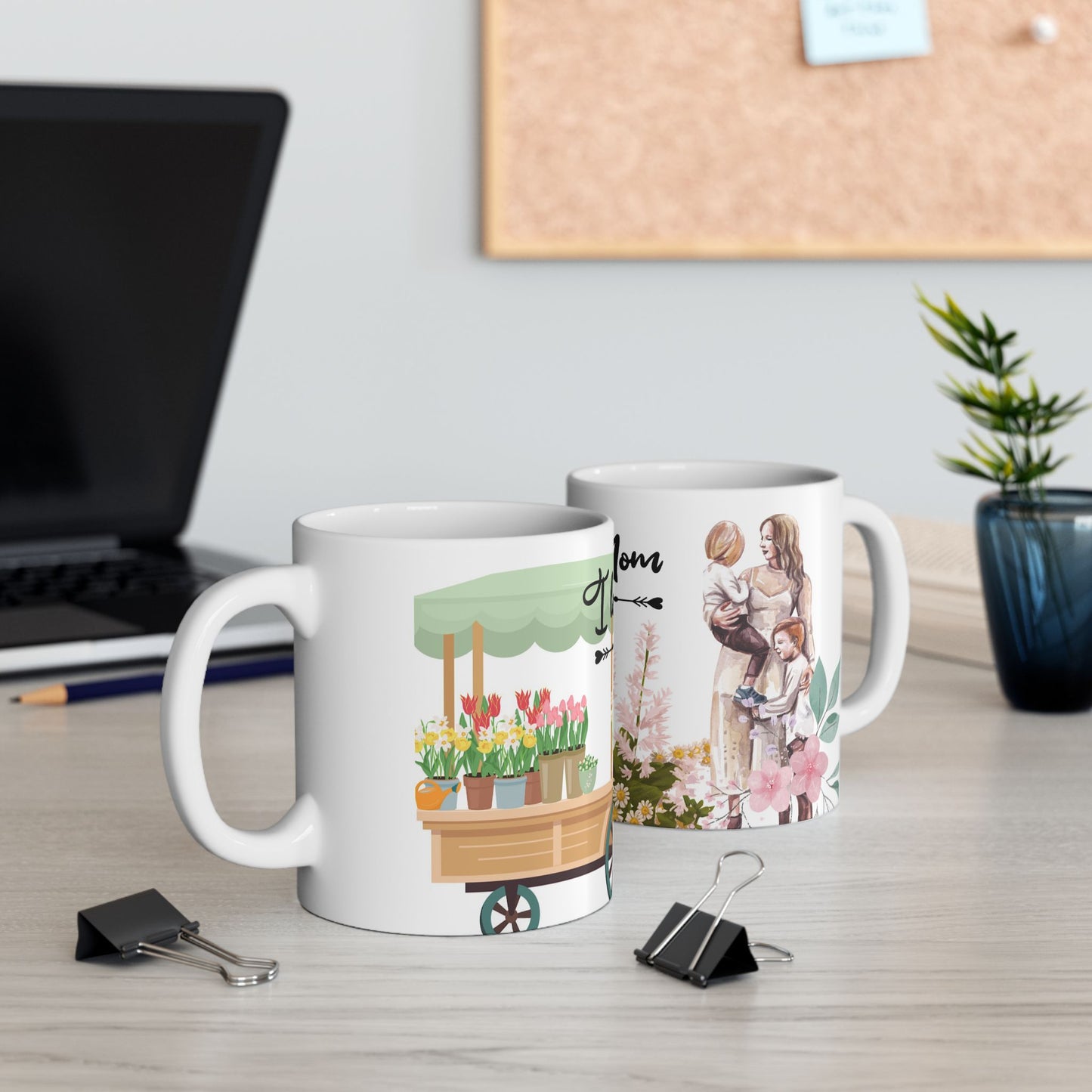 Floral Bouquet Ceramic Mug - 'I Love You Mom' - Perfect Gift for Mother's Day