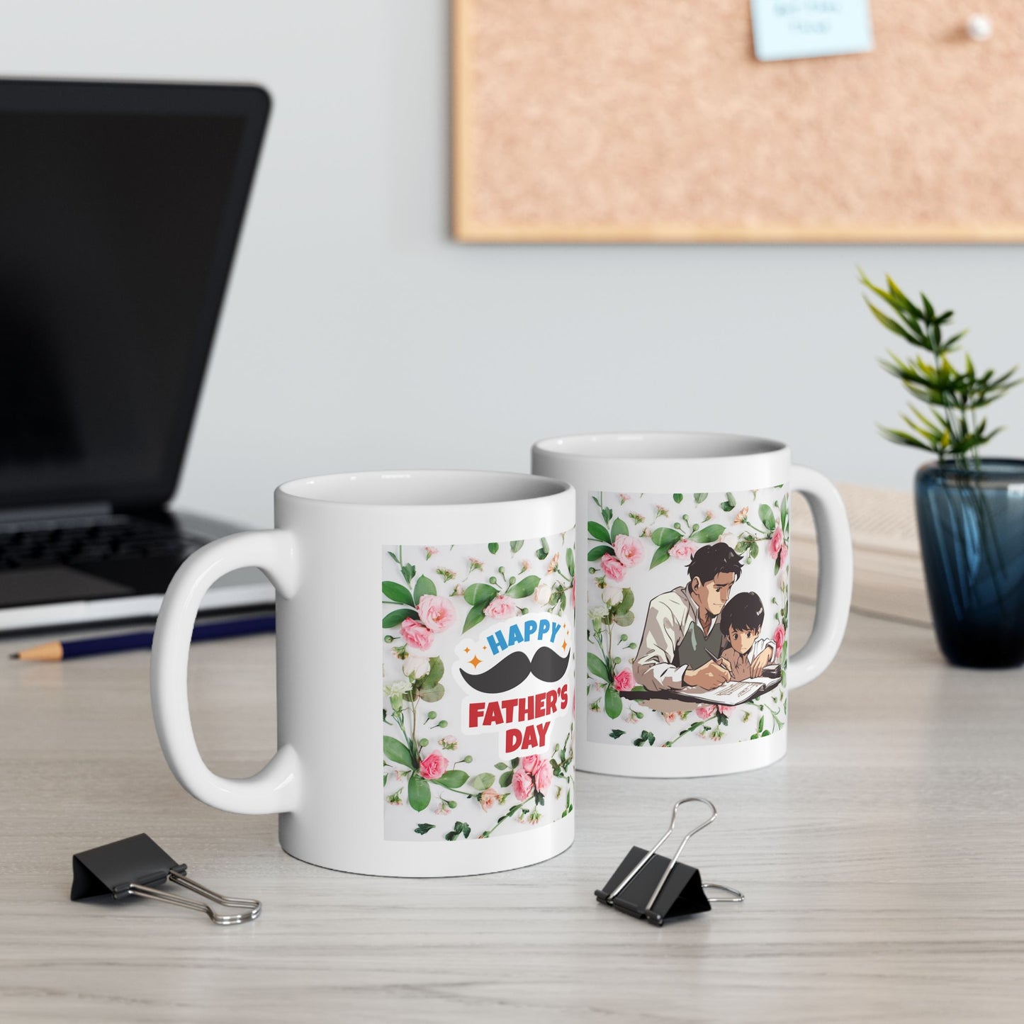 Floral Father's Day Ceramic Mug - Perfect Gift for Dad