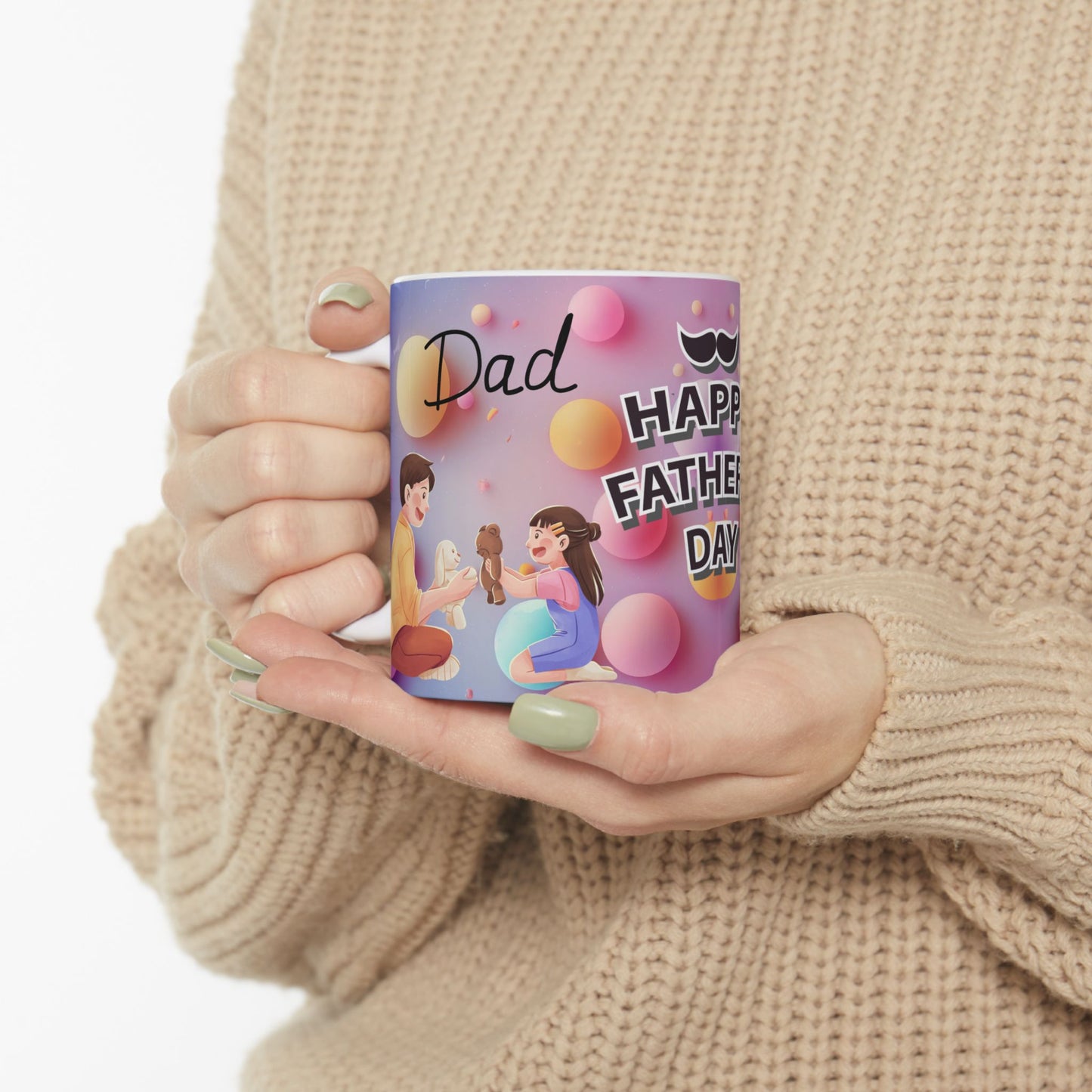 Happy Father's Day Ceramic Mug - Cute Design for Dad