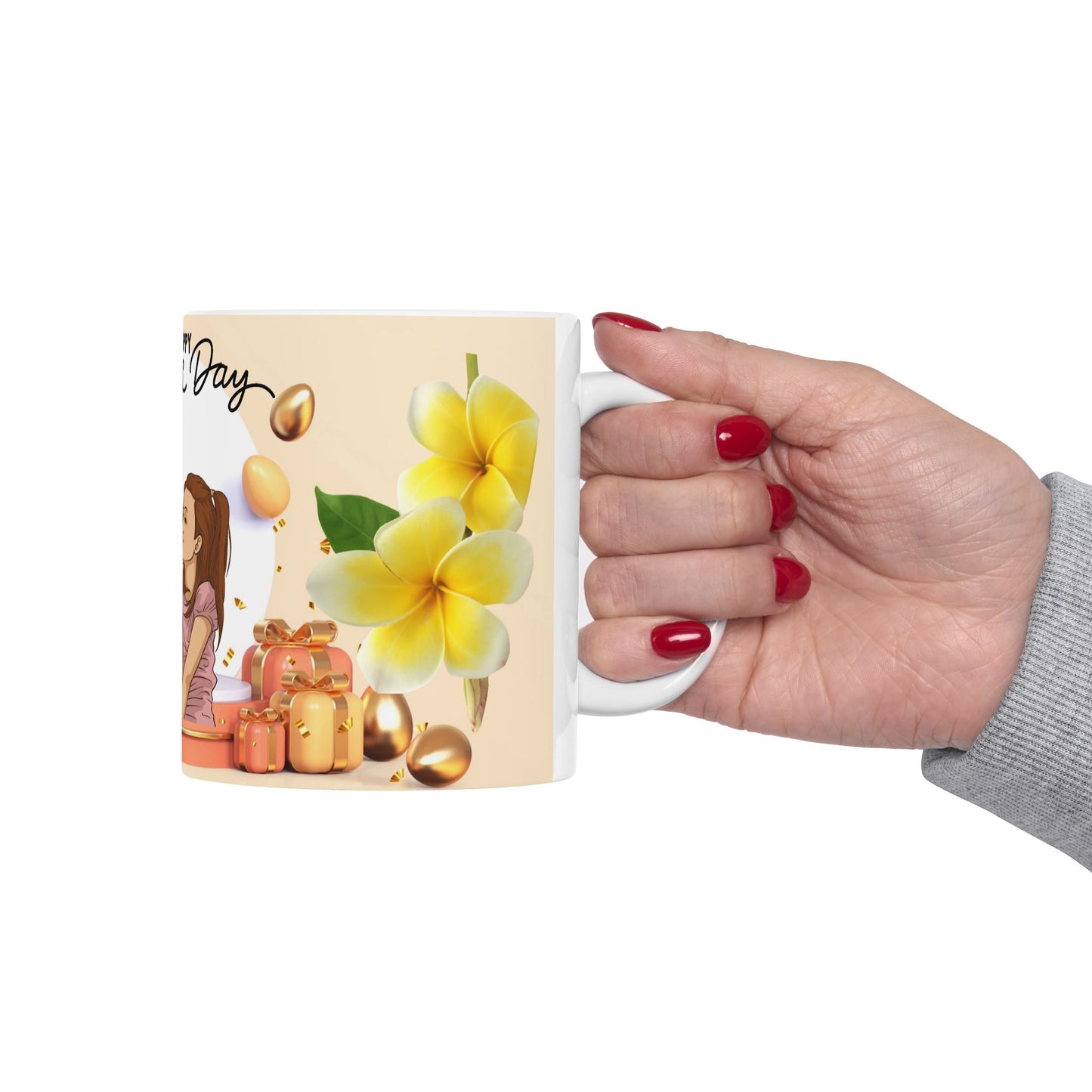 Happy Mother's Day Ceramic Mug – Floral Design, Perfect Gift for Moms
