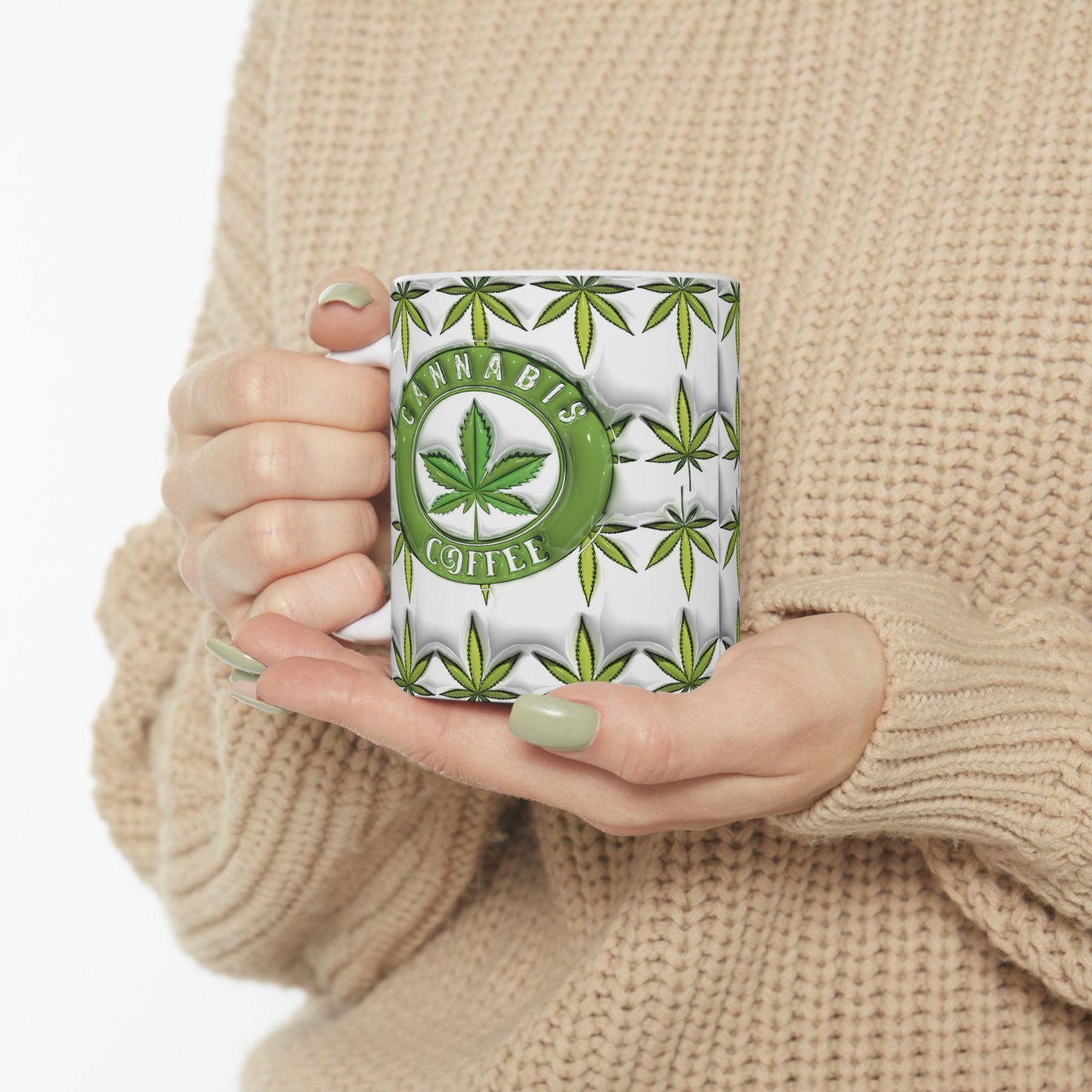 Cannabis Leaf Ceramic Mug for Stoners and Coffee Lovers