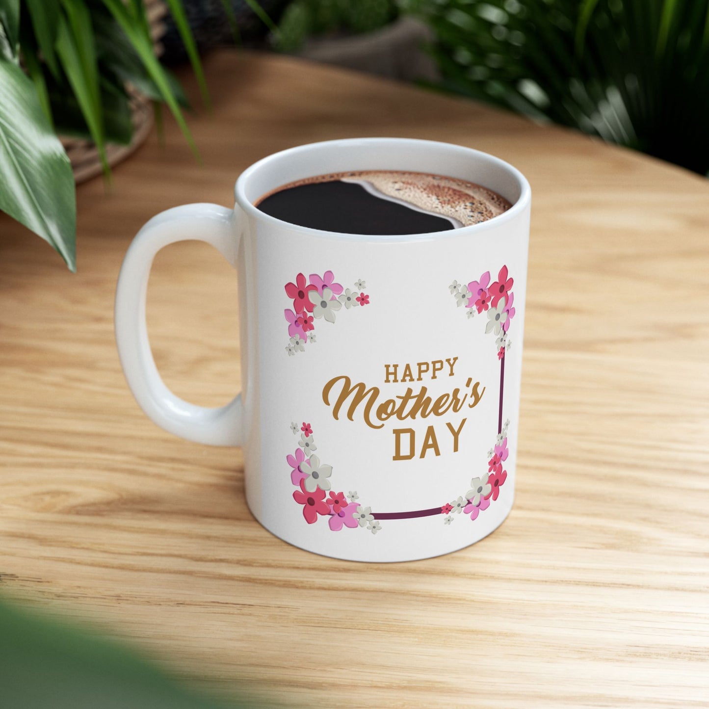 Happy Mother's Day Floral Ceramic Mug - Perfect Gift for Mom