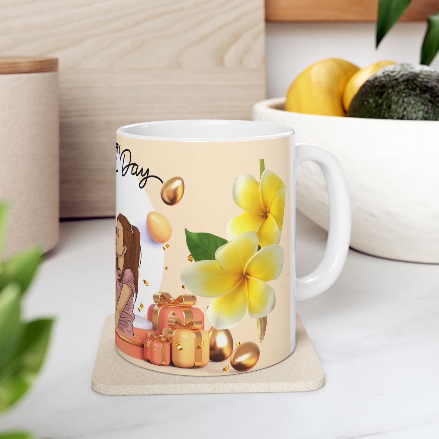 Happy Mother's Day Ceramic Mug – Floral Design, Perfect Gift for Moms