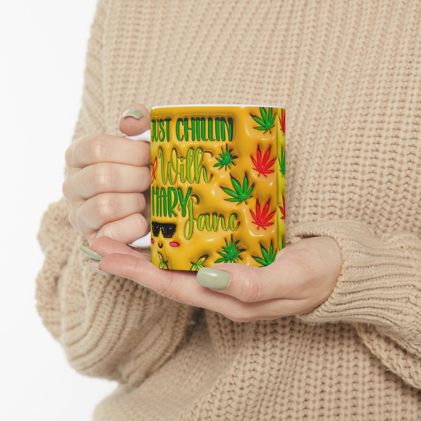 Stay Chill Ceramic Mug - Perfect for Coffee Lovers & Cannabis Enthusiasts