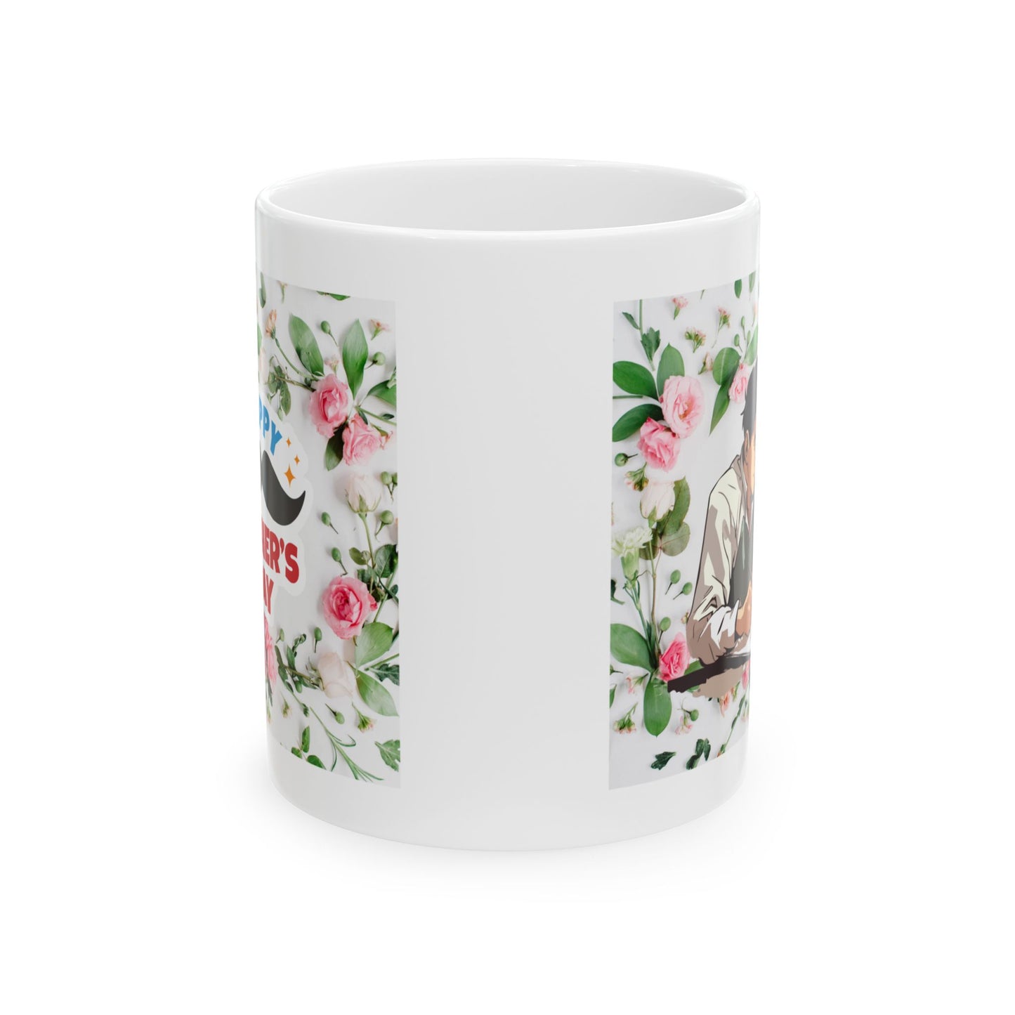 Floral Father's Day Ceramic Mug - Perfect Gift for Dad