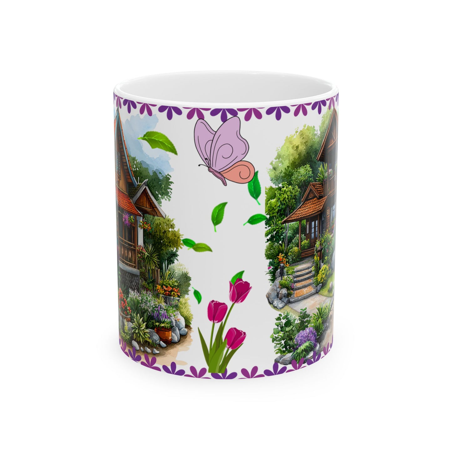 Whimsical Garden Ceramic Mug - 11oz Perfect for Nature Lovers