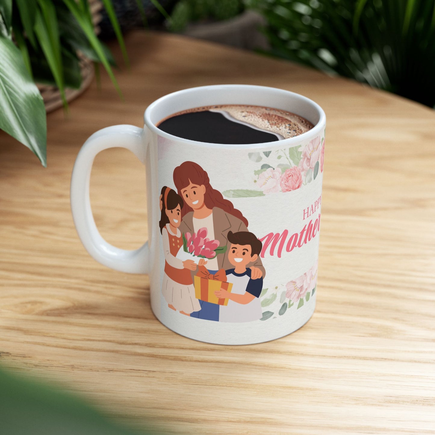 Happy Mother's Day Floral Ceramic Mug - Perfect Gift for Moms