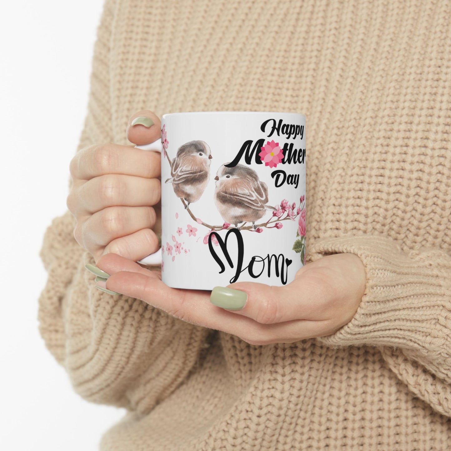 Happy Mother's Day Ceramic Mug - Floral Design Gift for Mom