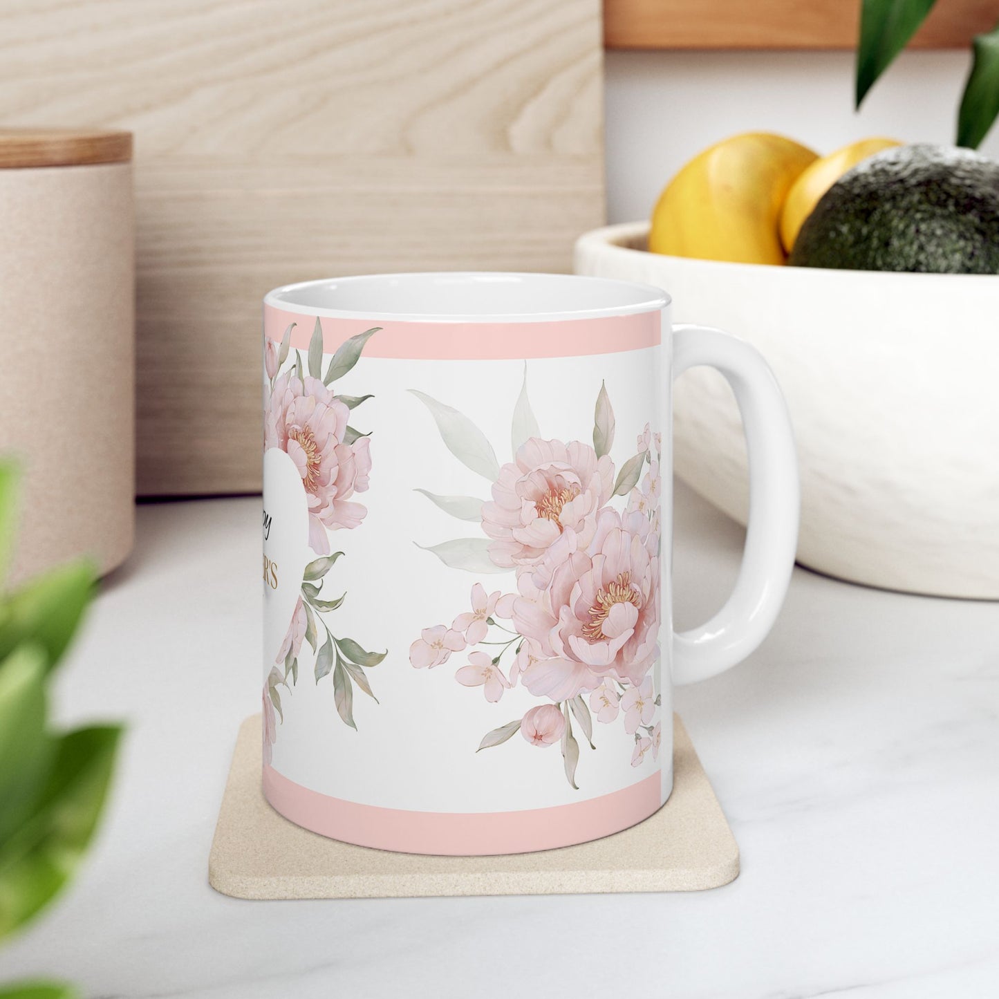 Floral Happy Mother's Day Mug - Elegant Ceramic Coffee Cup