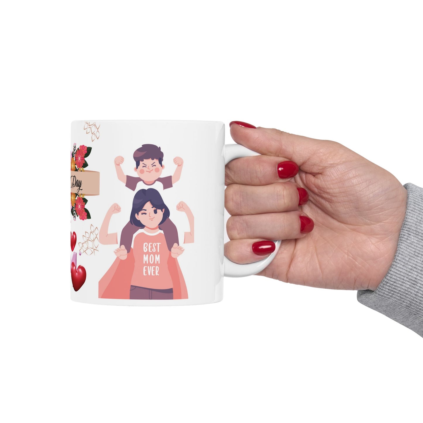 Mother's Day Floral Ceramic Mug - Heartfelt Gift for Mom