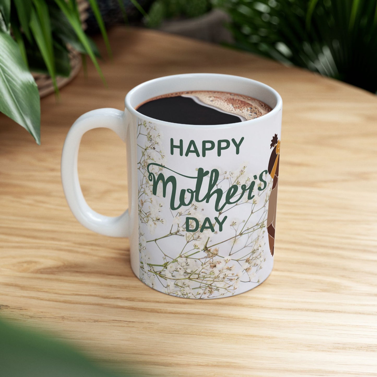Happy Mother's Day Ceramic Mug - Floral Design for Mom