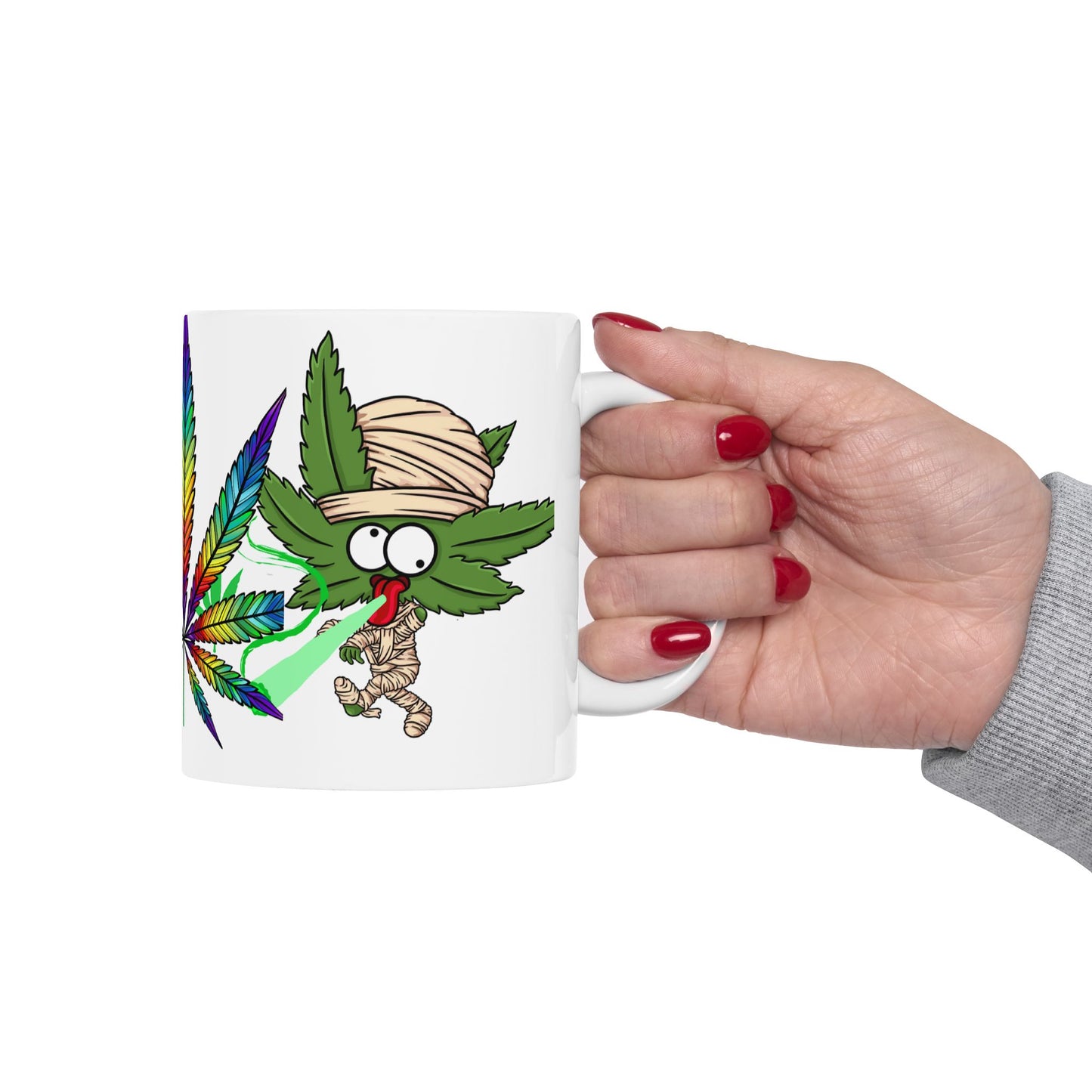Colorful Cannabis-Themed Ceramic Mug for Herb Enthusiasts