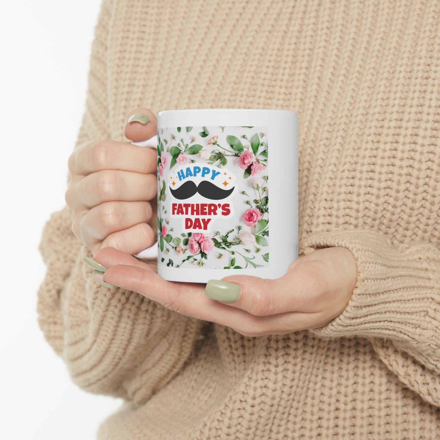 Floral Father's Day Ceramic Mug - Perfect Gift for Dad