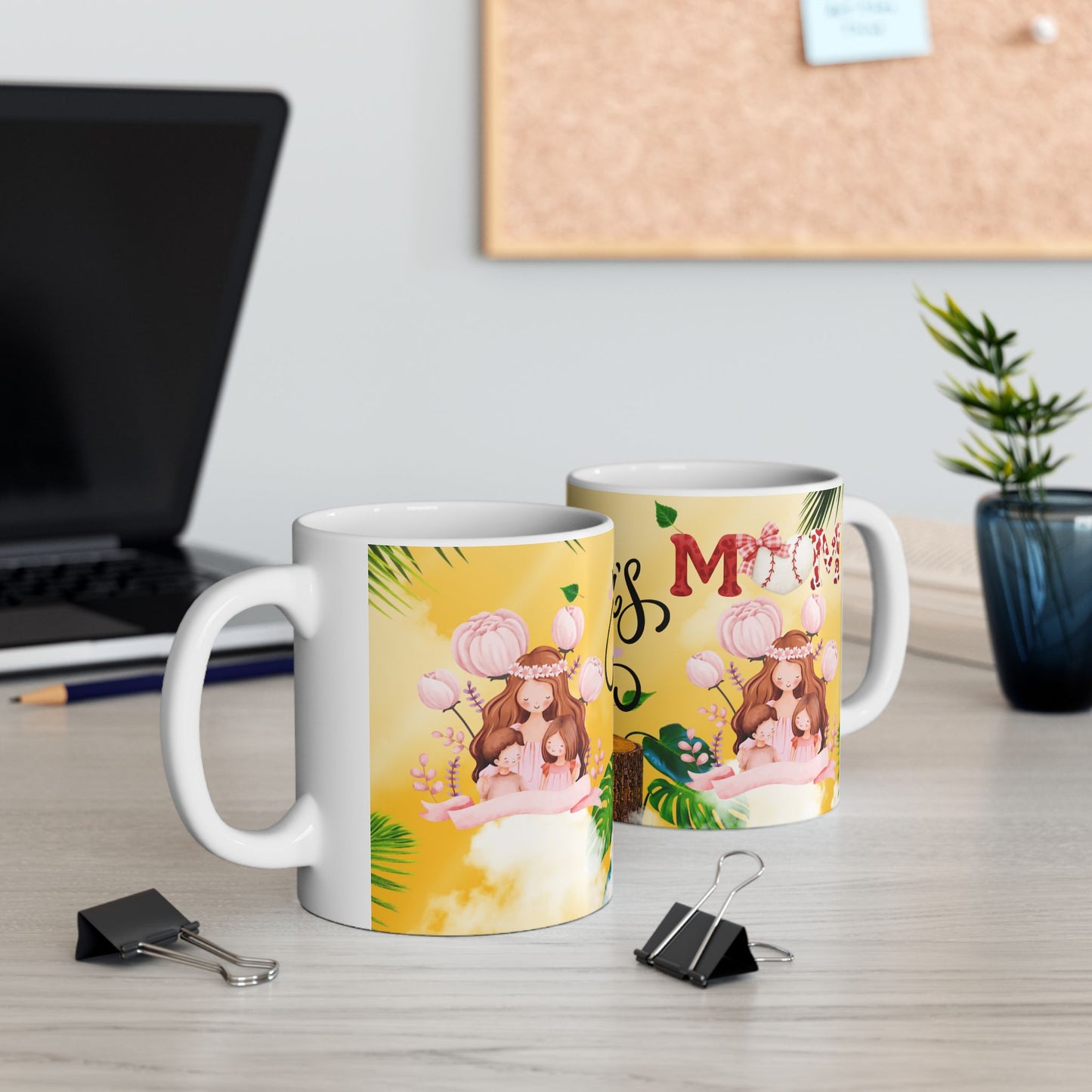 Happy Mother's Day Ceramic Mug - Tropical Floral Design - Perfect Gift for Moms
