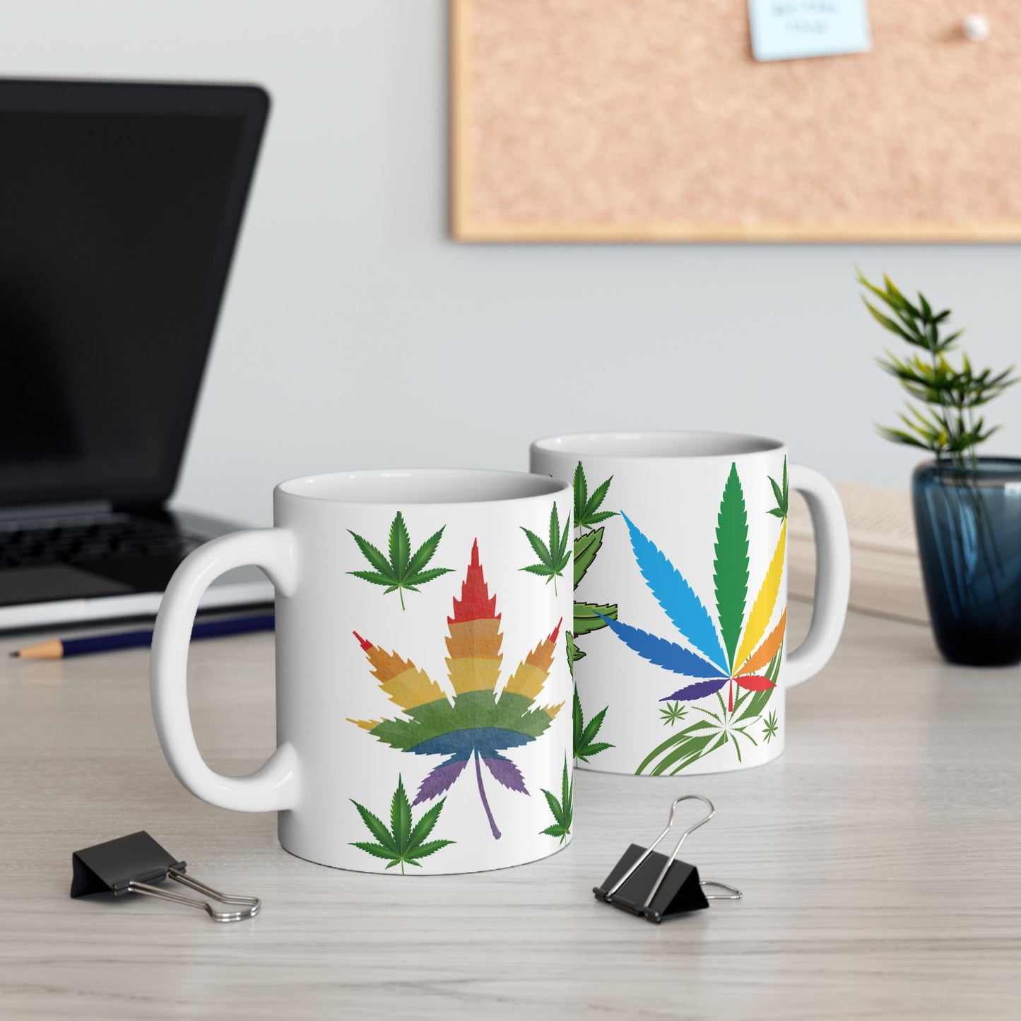 Funny Cannabis Leaf Mug - Music & Chill Vibes - 11oz