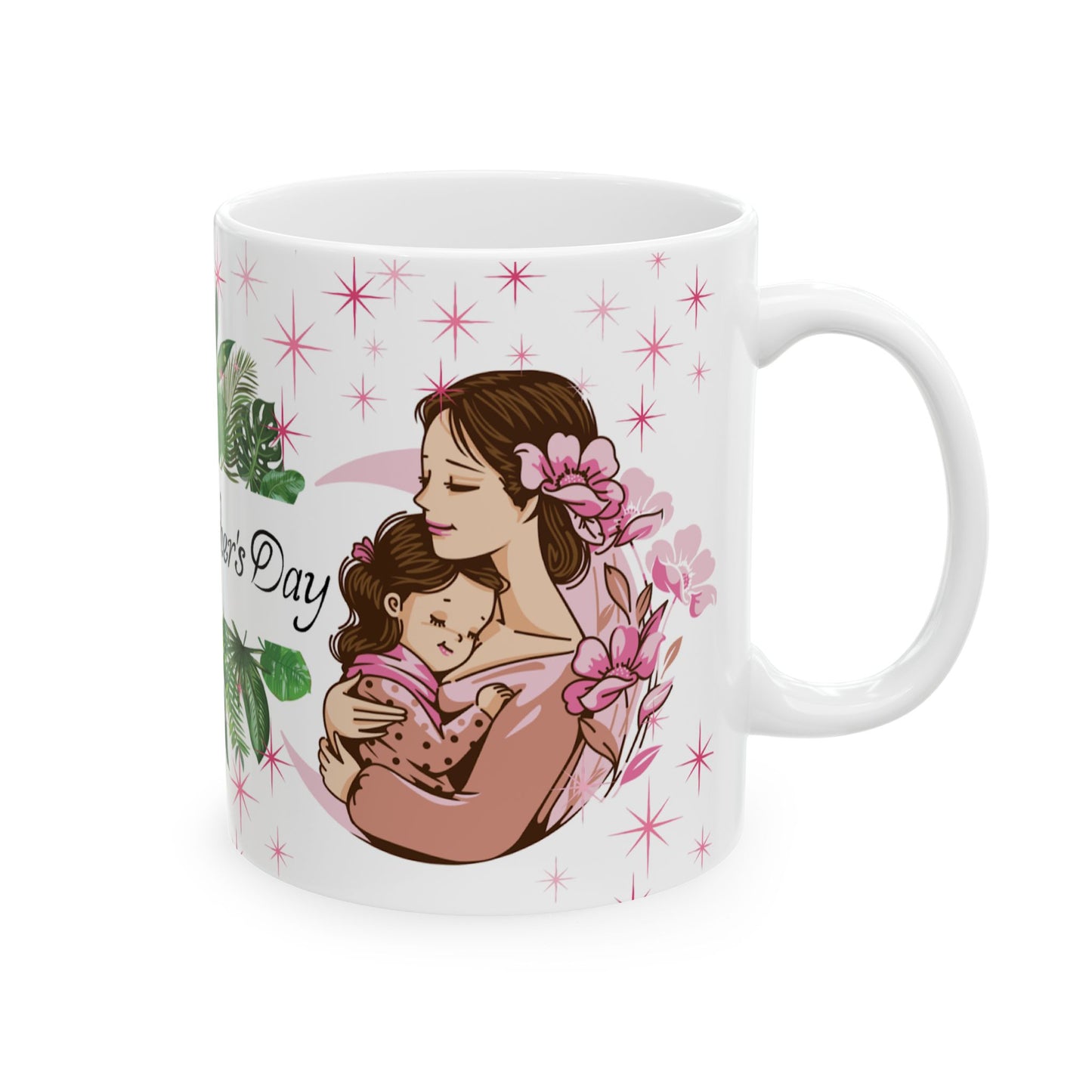 Happy Mother's Day Ceramic Mug - Floral Design Gift for Mom, 11oz