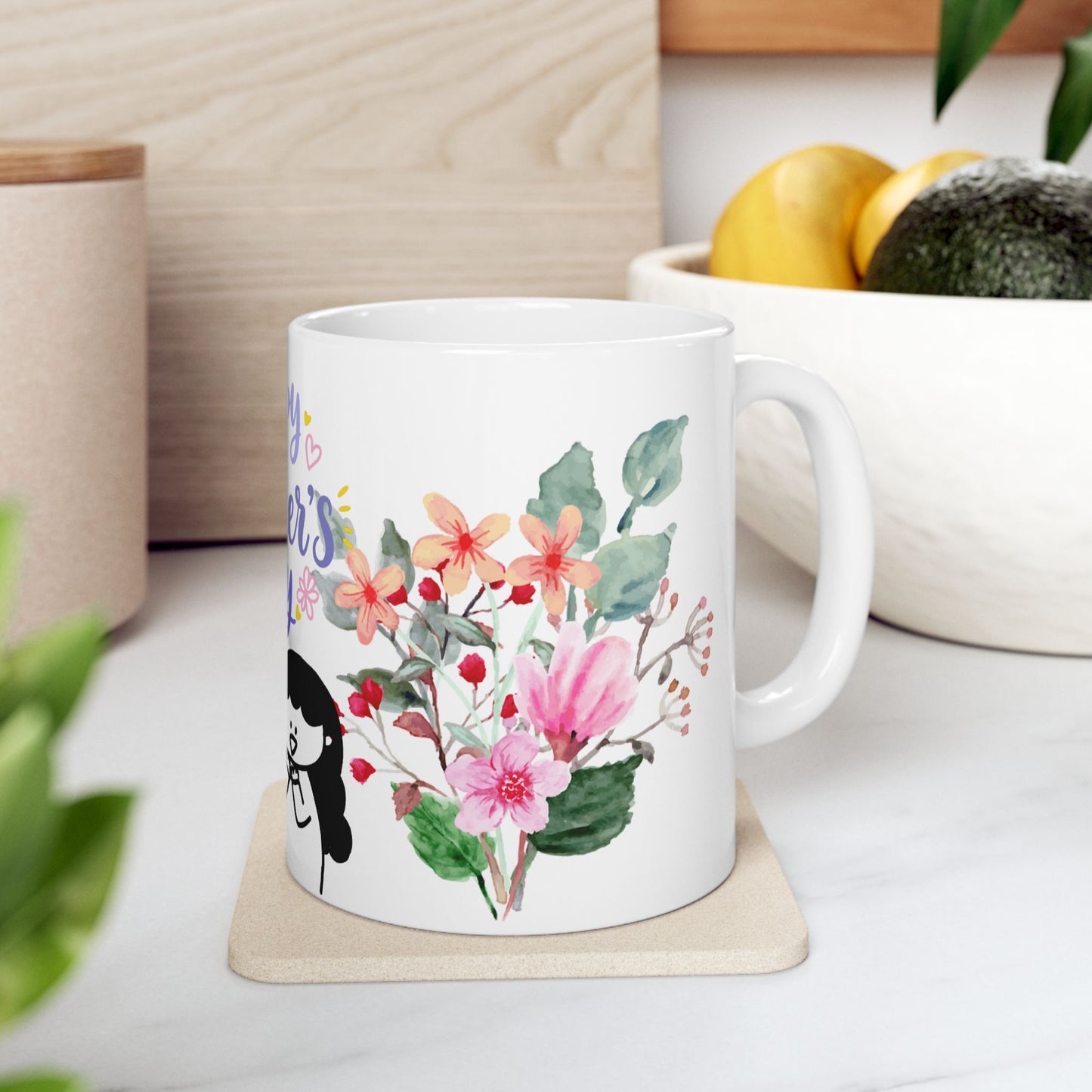 Happy Mother's Day Ceramic Mug - Floral Design, Perfect Gift for Mom