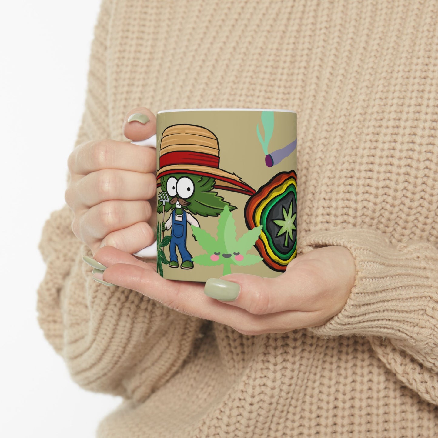 Colorful Cannabis Ceramic Mug - 11oz Perfect for Stoners & Nature Lovers