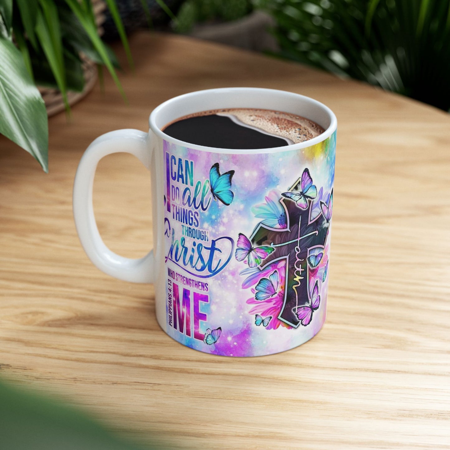 Inspirational Ceramic Mug - "I Can Do All Things Through Christ" - Faith & Motivation Gift