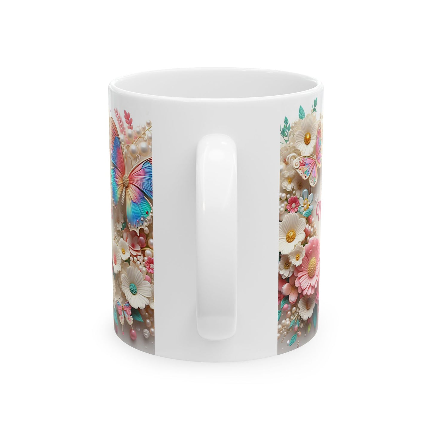 Whimsical Floral Butterfly Ceramic Mug – Perfect for Springtime Sips