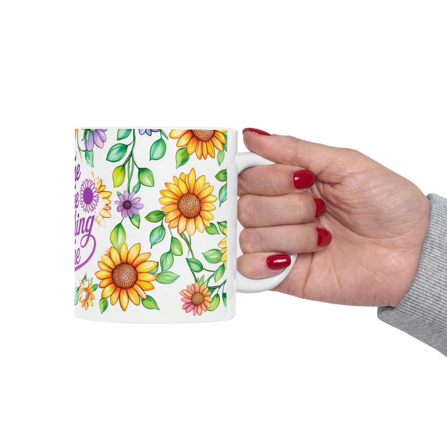 Floral Serenity Mug - "Everything is Fine" Coffee Cup