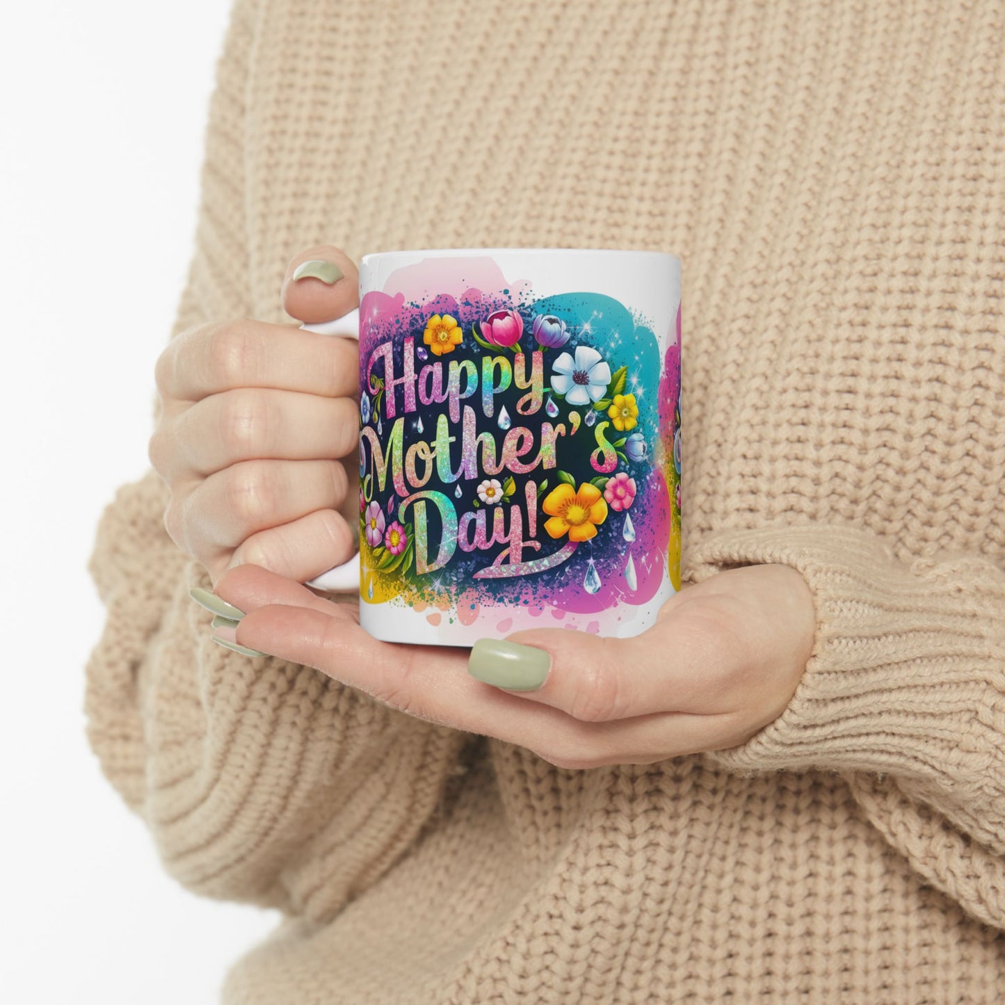 Happy Mother's Day Floral Ceramic Mug - Perfect Gift for Moms
