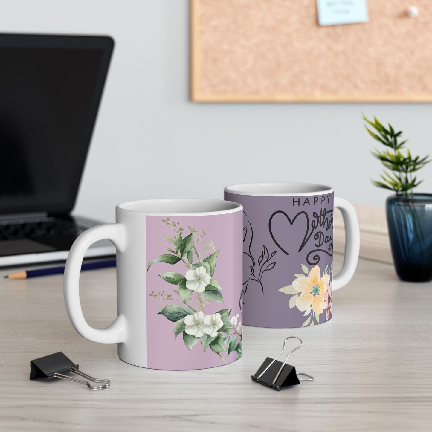 Floral Mother's Day Ceramic Mug - Perfect Gift for Mom, Elegant Tea Cup, Personalized Coffee Mug, Birthday Present, Housewarming Gift