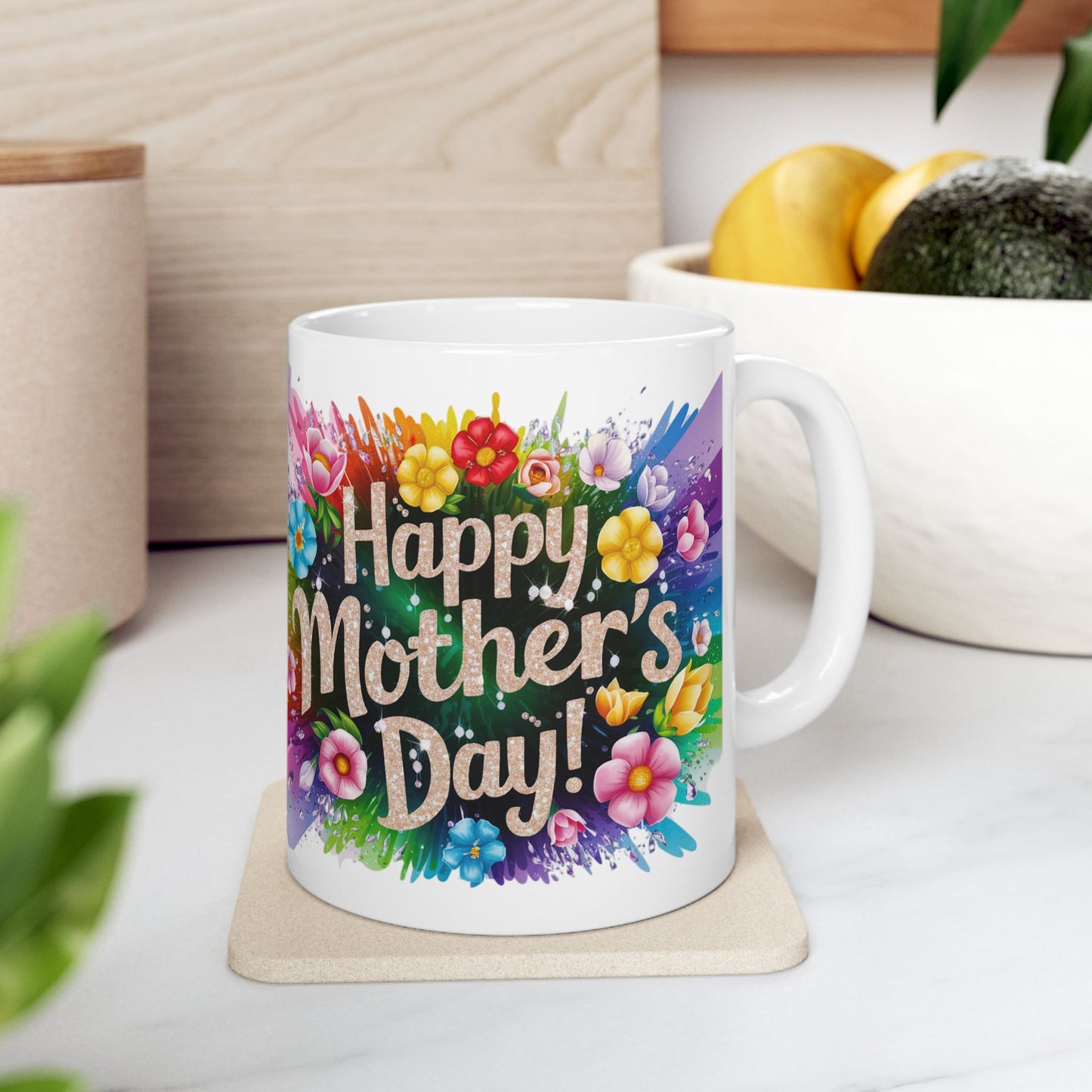 Happy Mother's Day Floral Ceramic Mug - 11oz